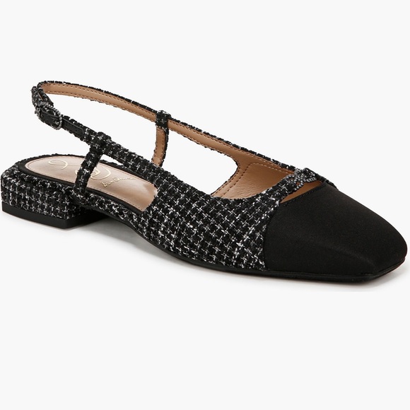 NWT Sam Edelman Kara Black Boucle Tweed Slingback Flats Size 6 Office Chic